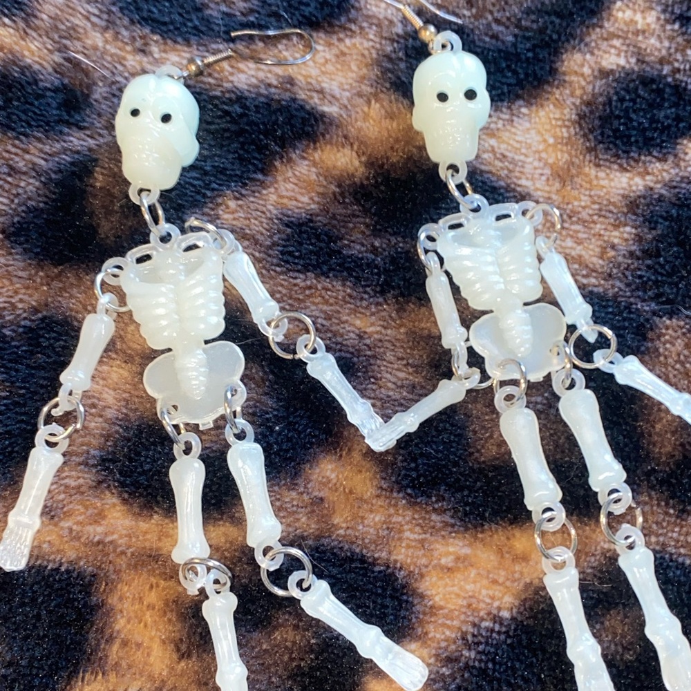 Glow in the dark skeleton earrings